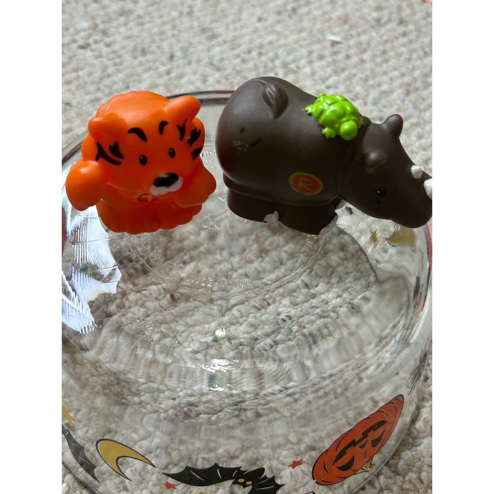 Fisher Price Little People Zoo Animals Tiger and Rhino with Turtle Figures 2004